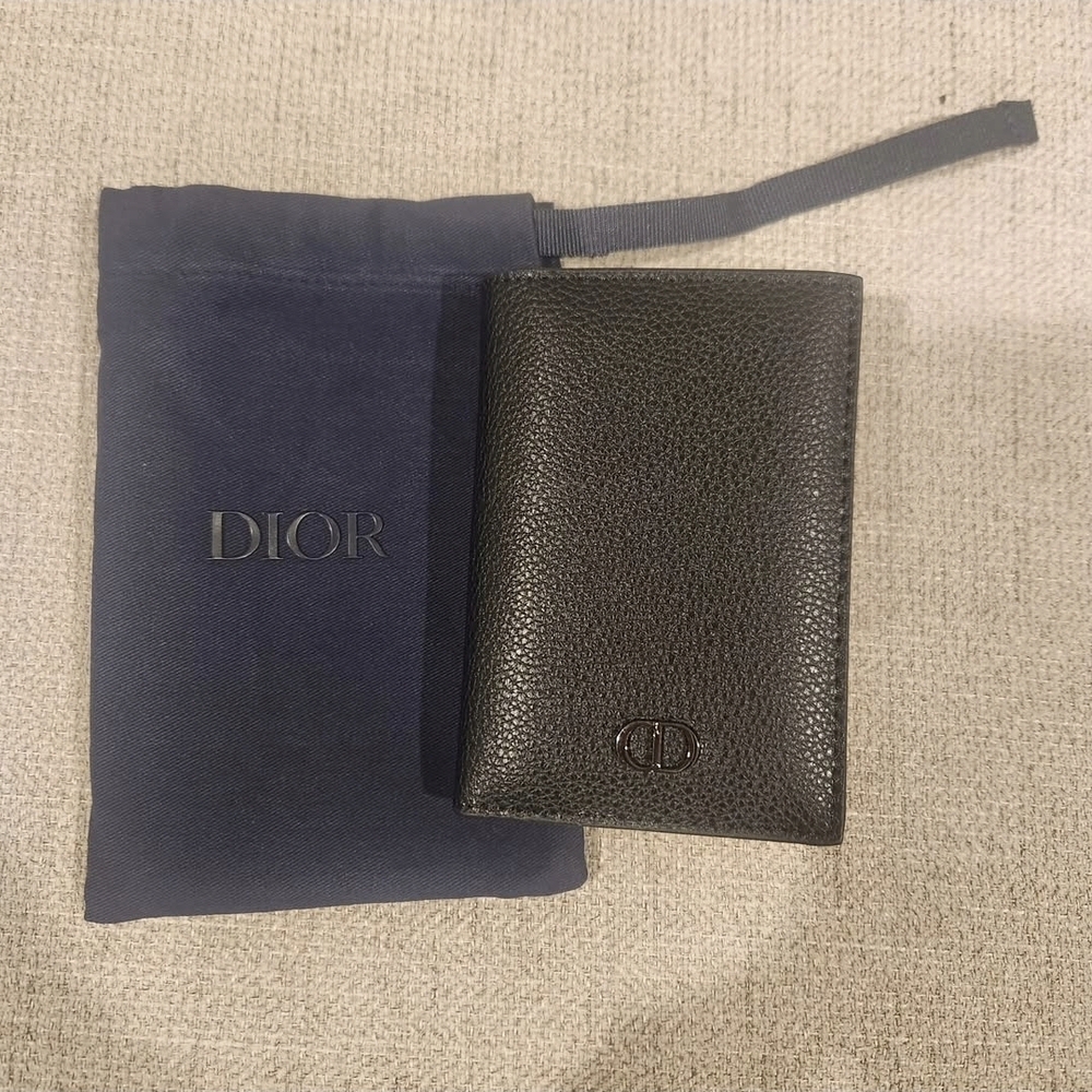 Dior Textured Black Leather Card Holder